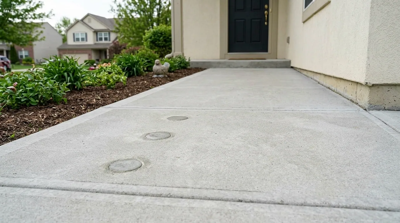 The finished result of professional concrete leveling: the completed work looking clean, correct — Erie, PA