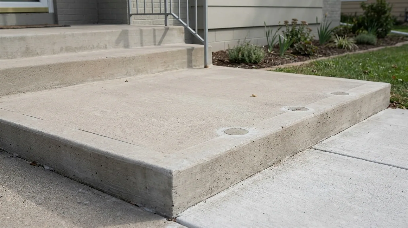 The finished result of professional concrete leveling: the completed work looking clean, correct — Erie, PA
